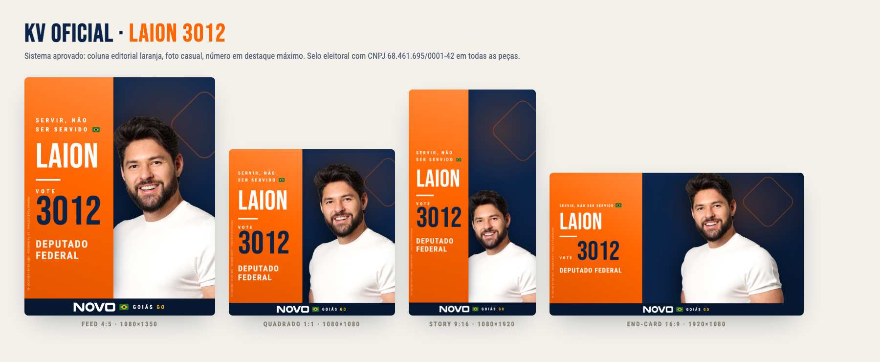 Sistema de KV aprovado: feed, quadrado, story e end-card